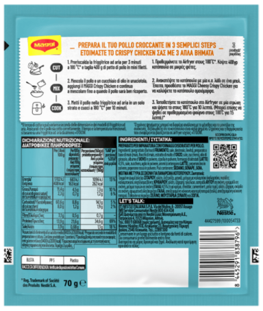 MAGGI® CRISPY MIX PER POLLO CROCCANTE IN FRIGGITRICE AD ARIA, GUSTO FORMAGGIO– 70 g 8445291838796_C1N1_itIT_BOP